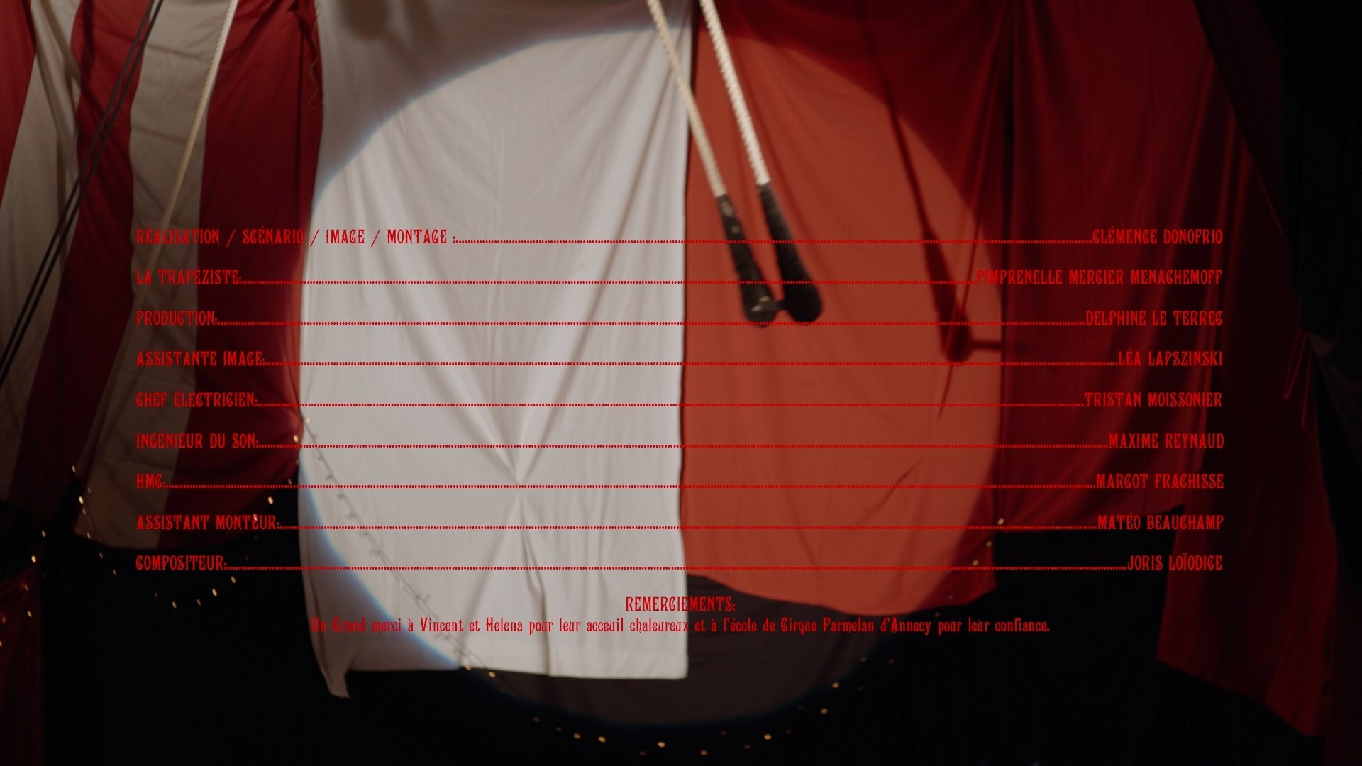 Générique final du projet Icare affichant les noms de l’équipe de réalisation, production et artistes.